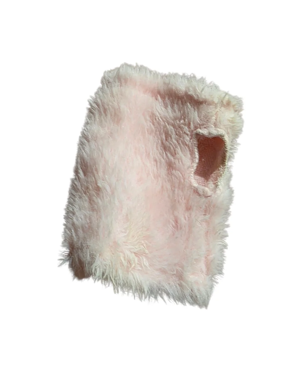Kids Pink Plush Paw Fingerless Glove